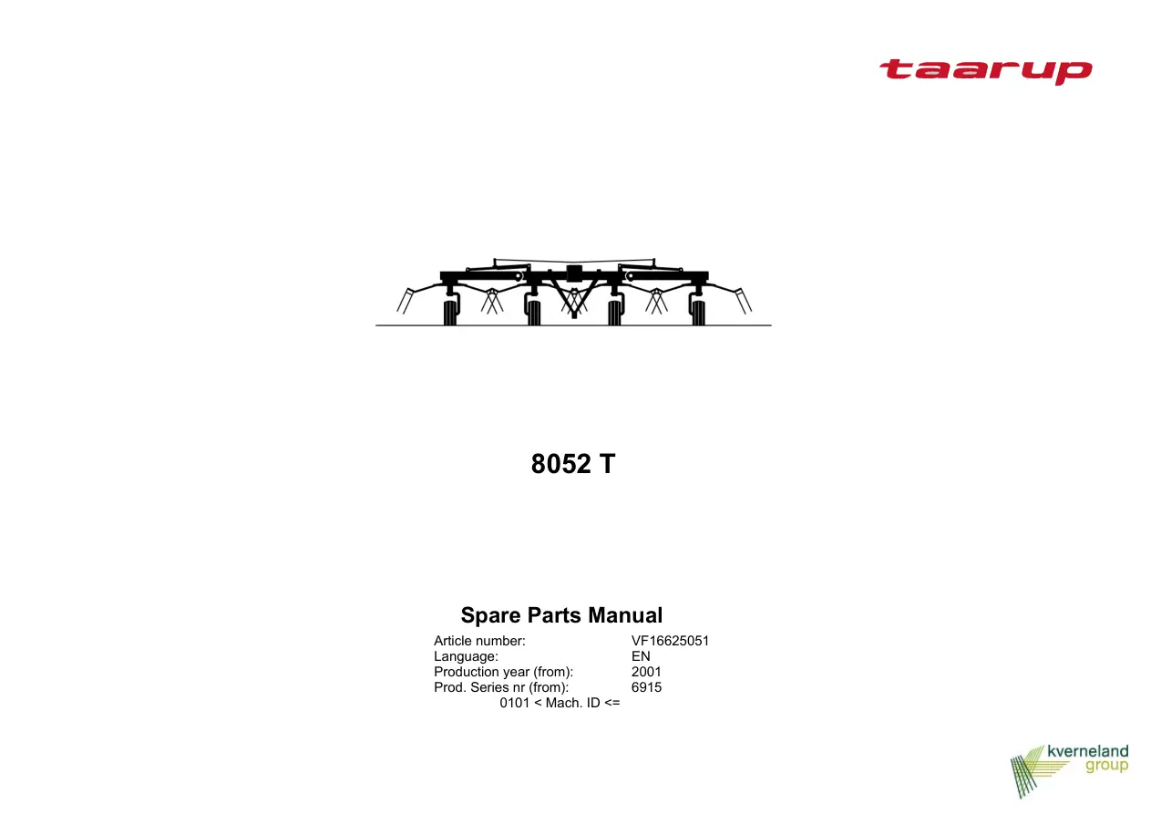 Taarup 8052T 2001 Parts Manual
