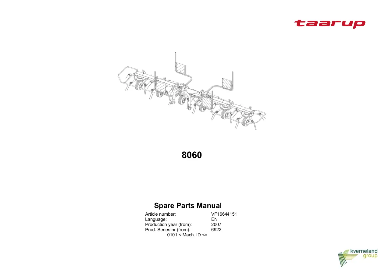 Taarup 8060 2007 Parts Manual