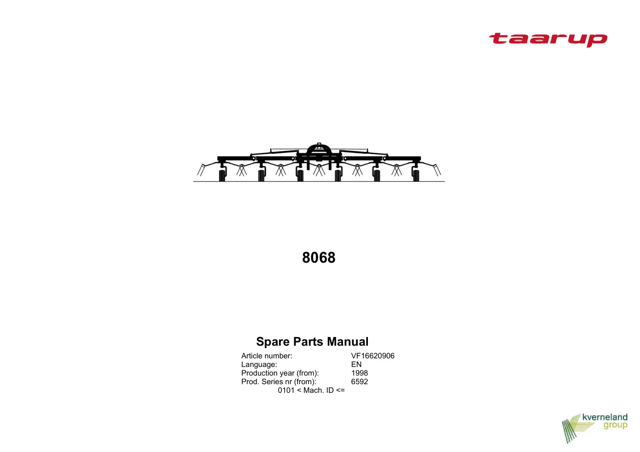Taarup 8068 1998 Parts Manual
