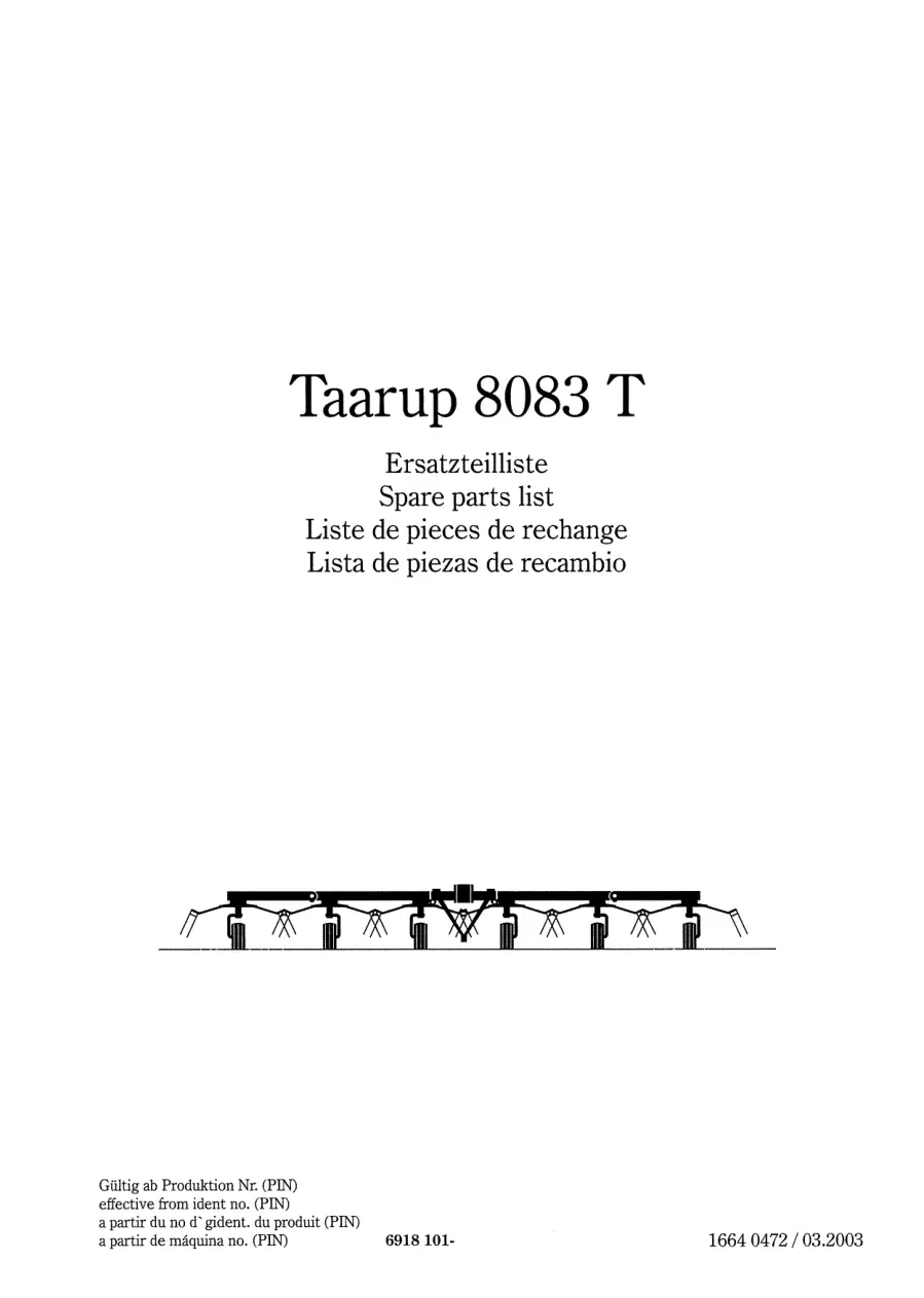 Taarup 8083 2003 Parts Manual
