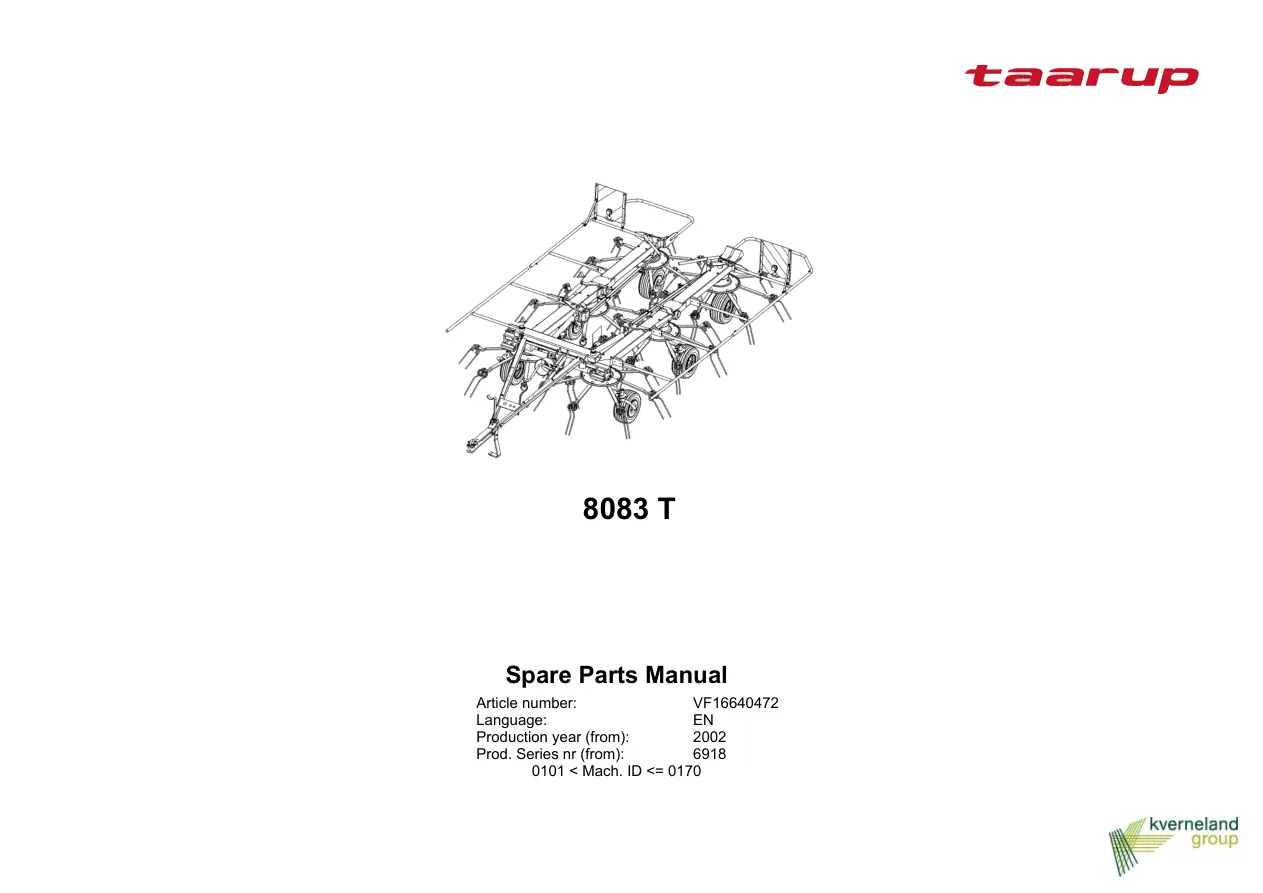 Taarup 8083T 2002 Parts Manual
