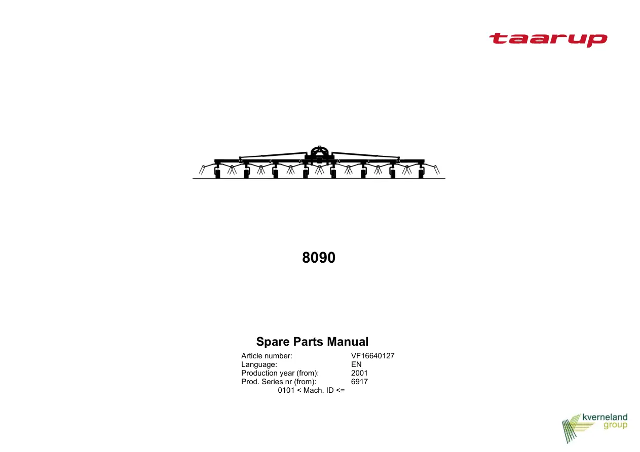 Taarup 8090 2001 Parts Manual