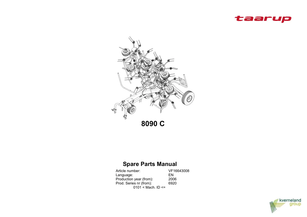 Taarup 8090C 2006 Parts Manual