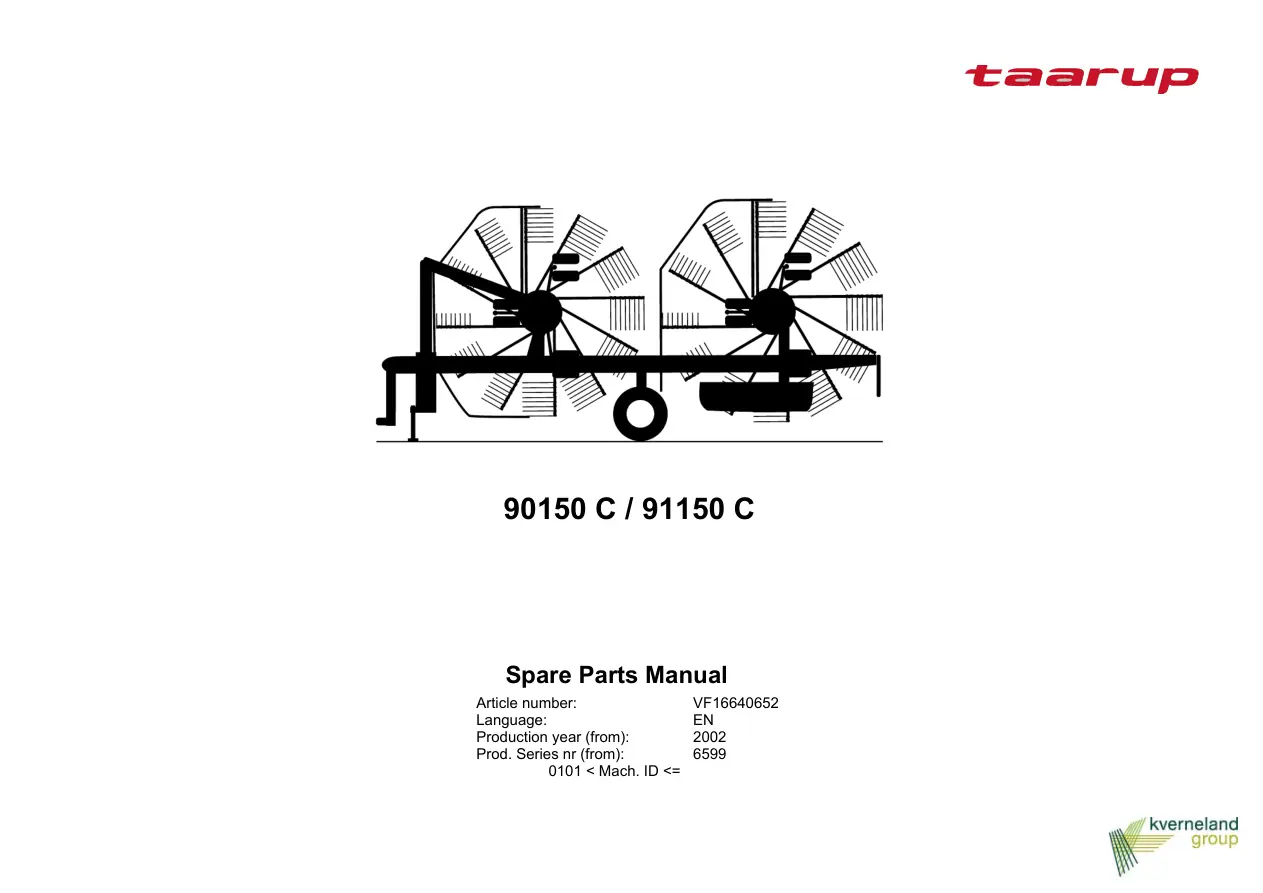 Taarup 90150 91150 2002 Parts Manual