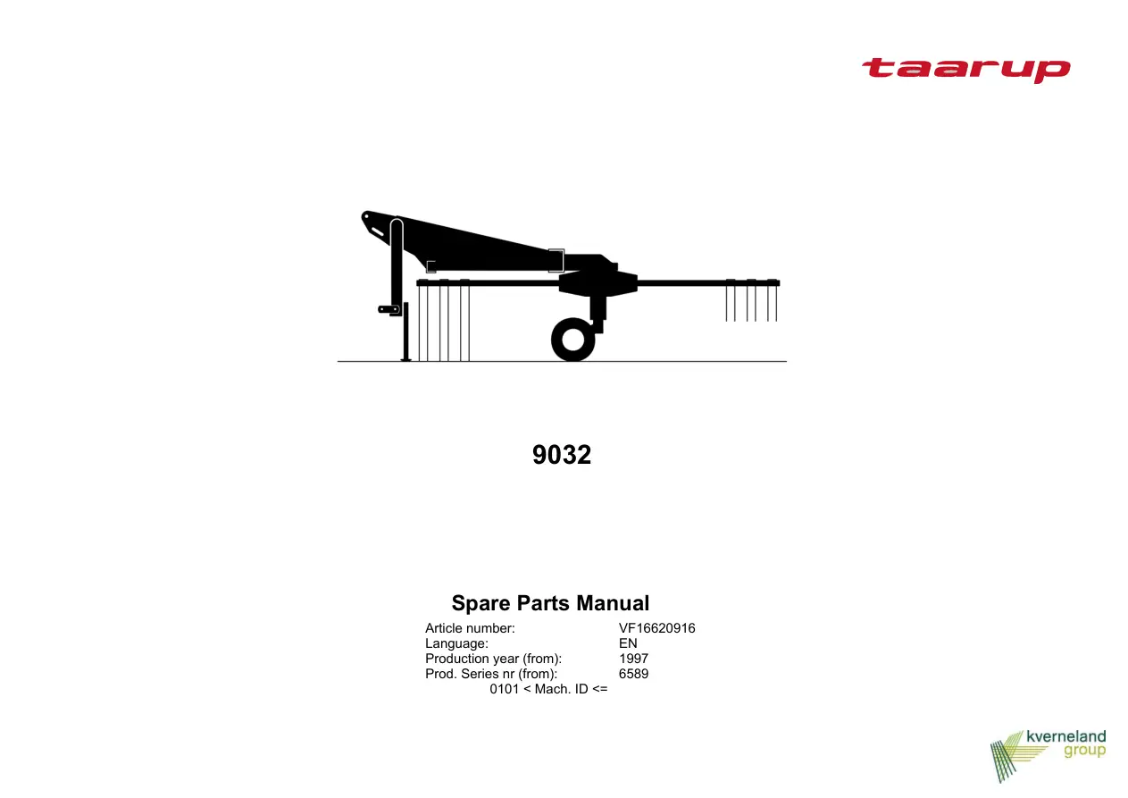 Taarup 9032 1997 Parts Manual