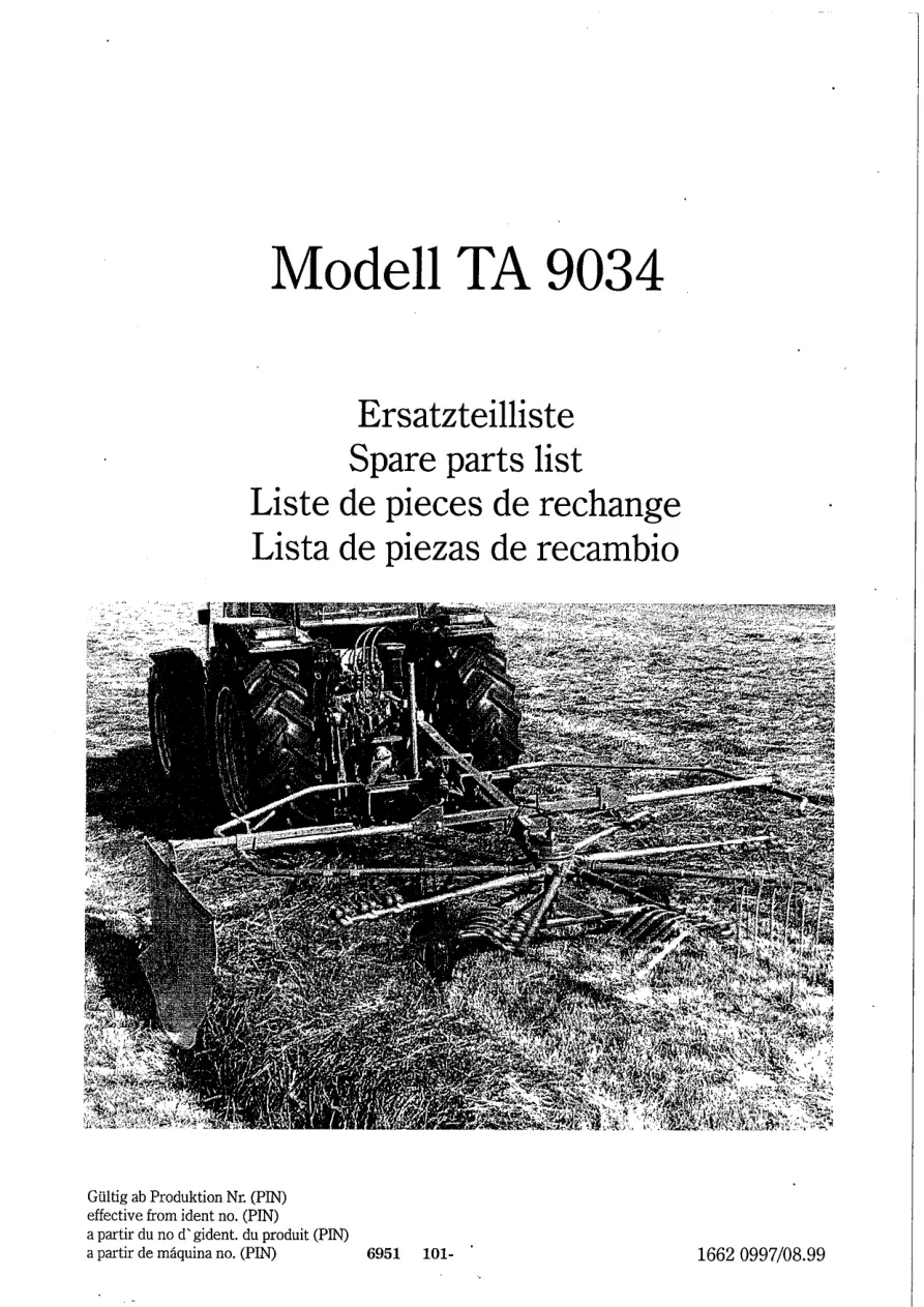 Taarup 9034 Parts Manual