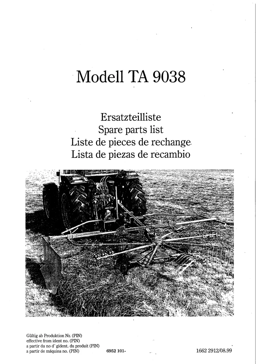 Taarup 9038 Parts Manual