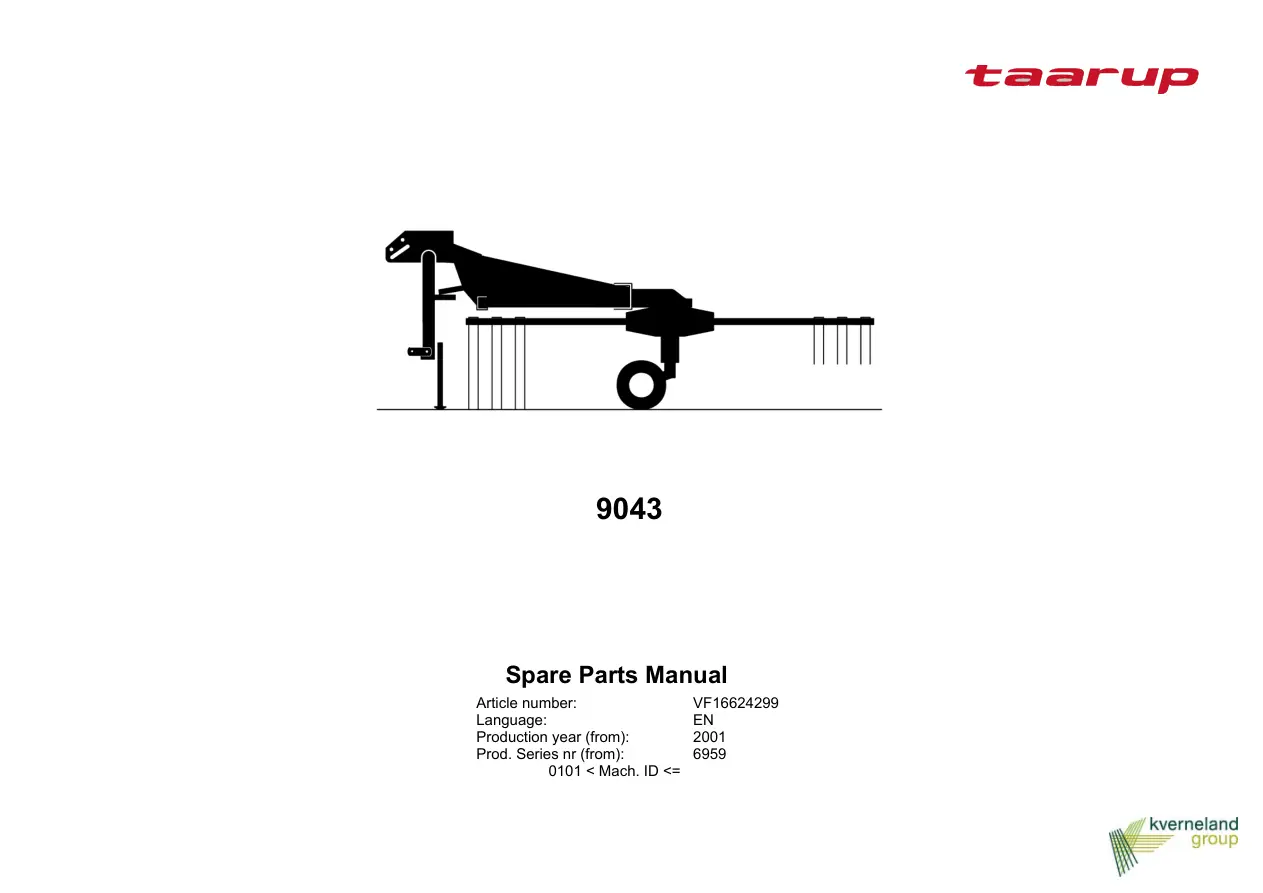 Taarup 9043 2001 Parts Manual