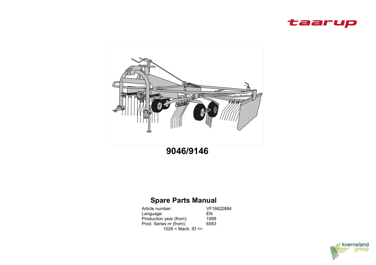 Taarup 9046 9146 1999 Parts Manual