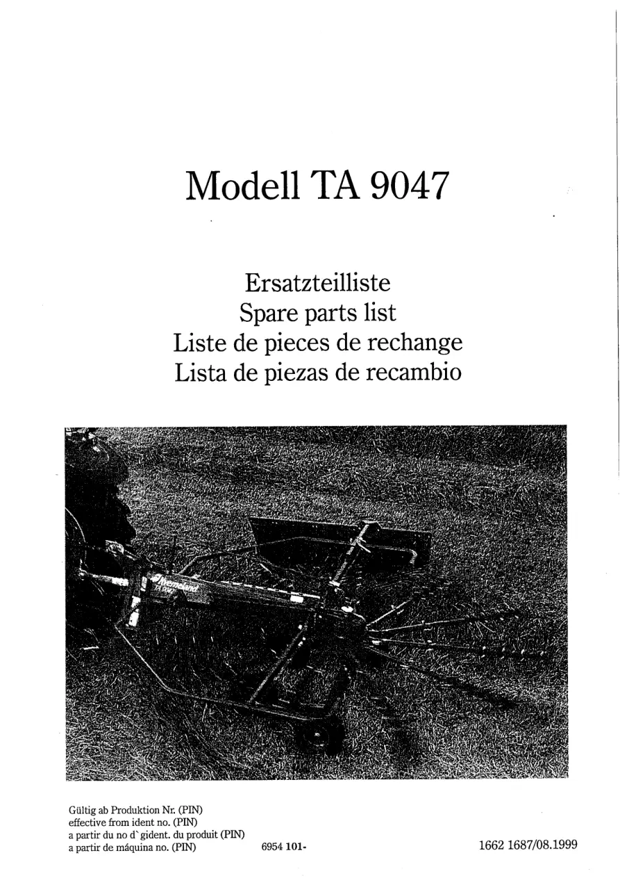 Taarup 9047 1999 Parts Manual