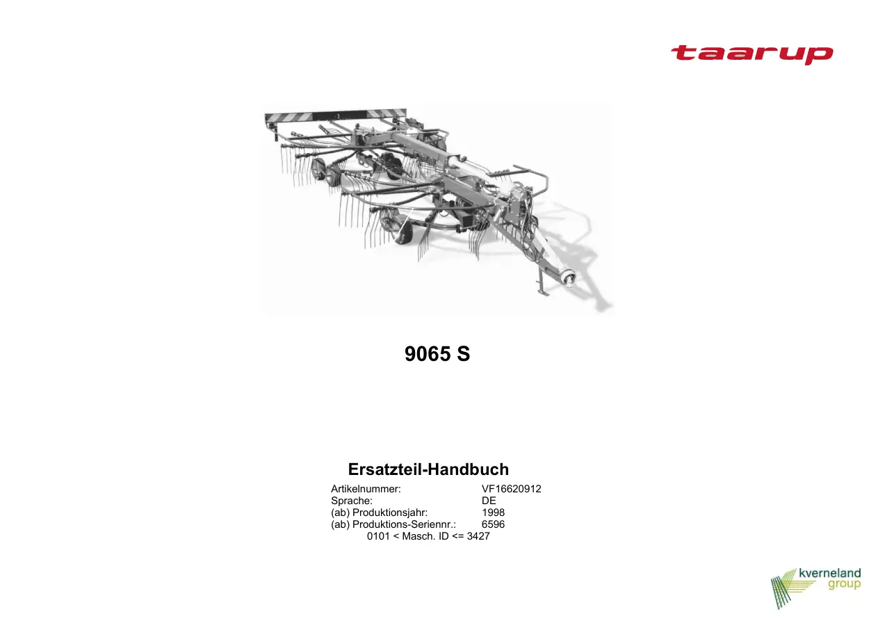 Taarup 9065S 1998 Parts Manual