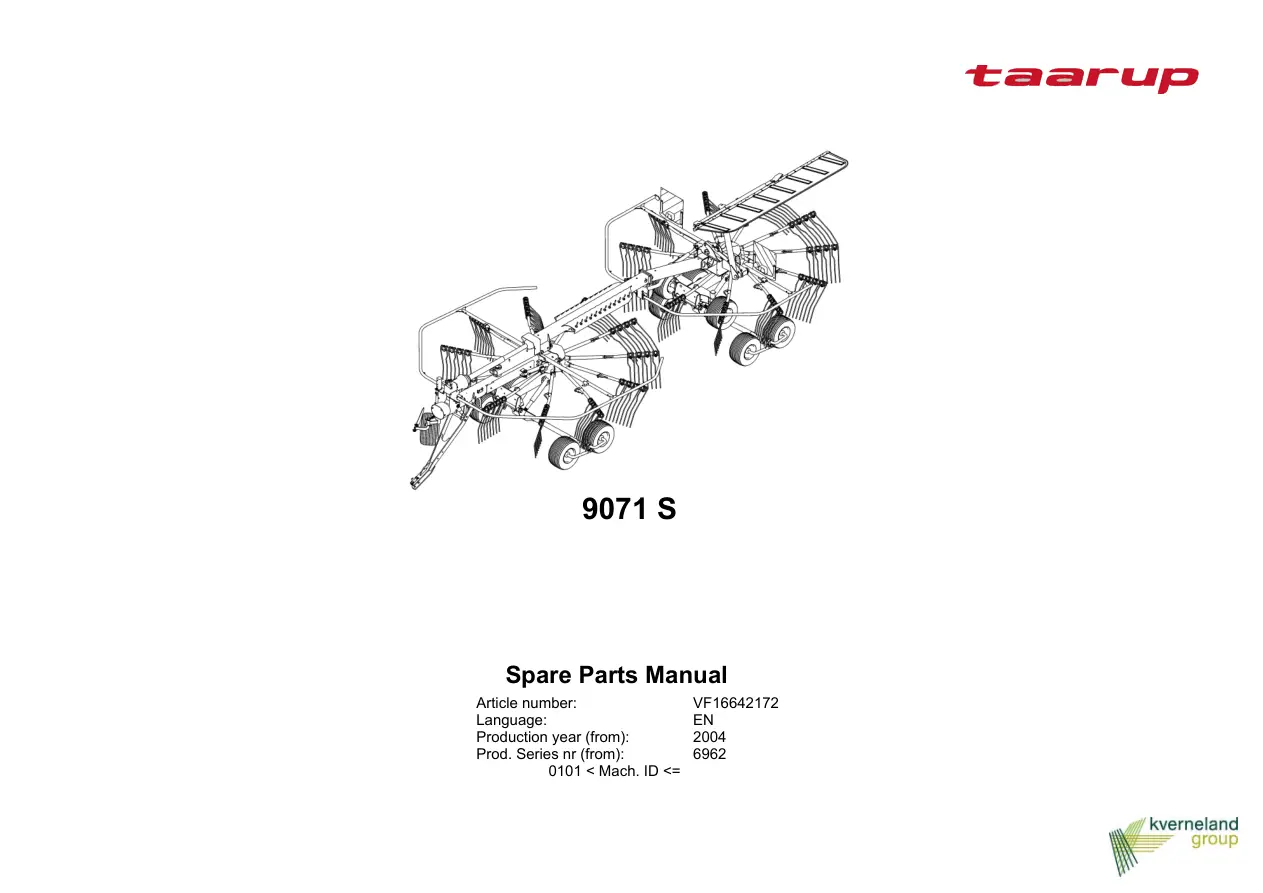 Taarup 9071S 2004 Parts Manual