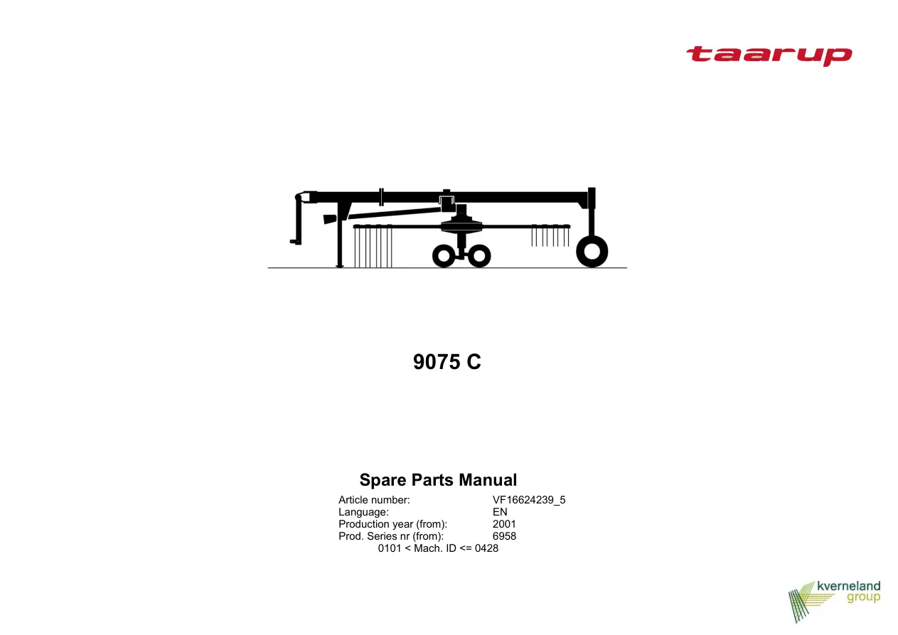 Taarup 9075 2001 Parts Manual