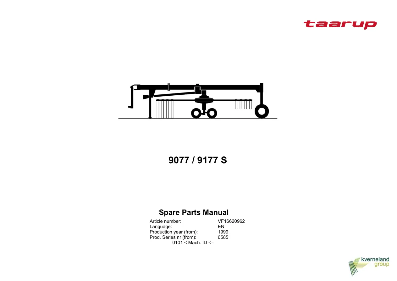 Taarup 9077 9177 1999 Parts Manual
