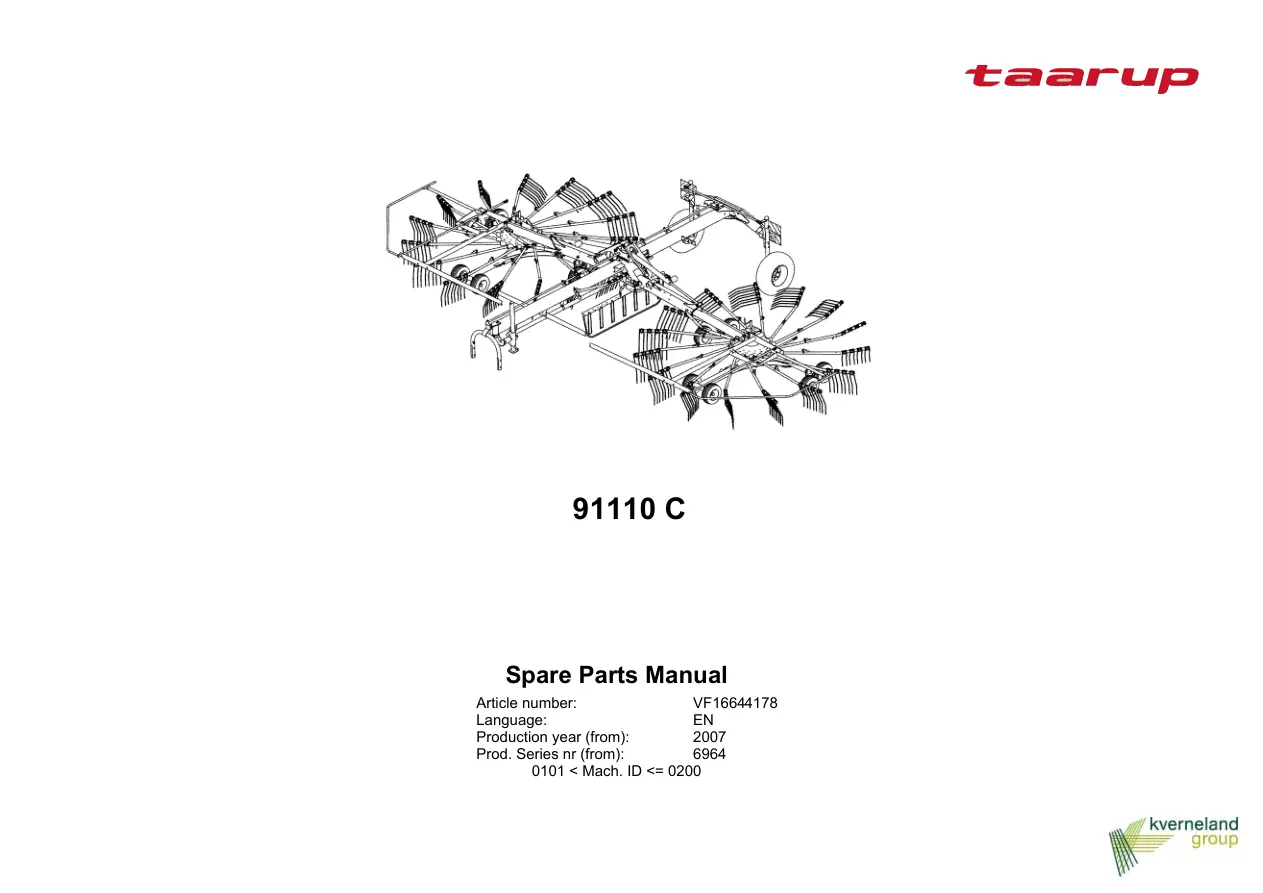 Taarup 91110C 2007 Parts Manual