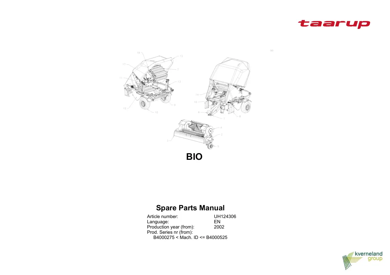 Taarup Bio 2002 Parts Manual