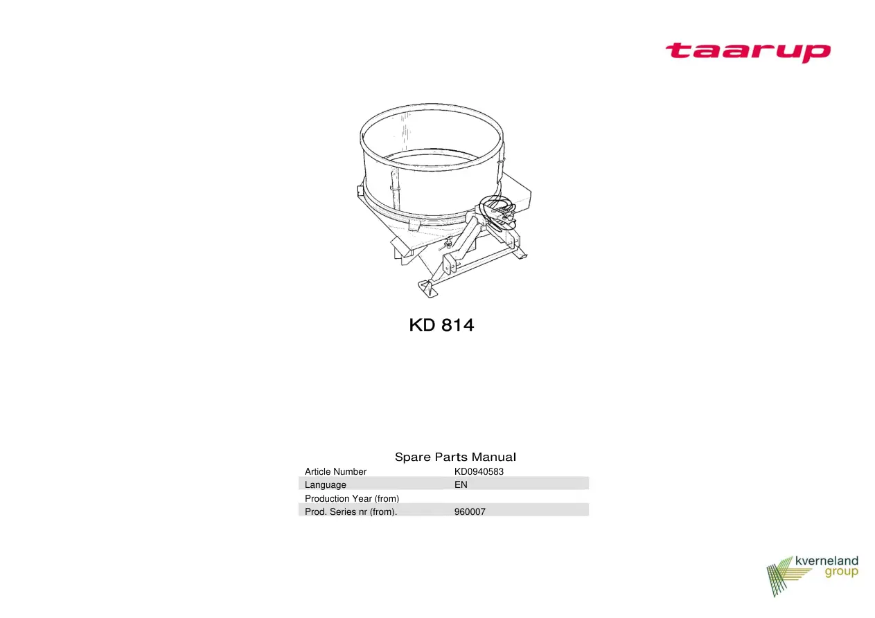 Taarup Kd814 Parts Manual