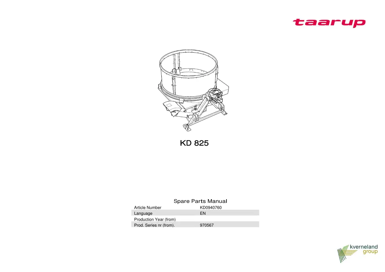 Taarup Kd825 Parts Manual