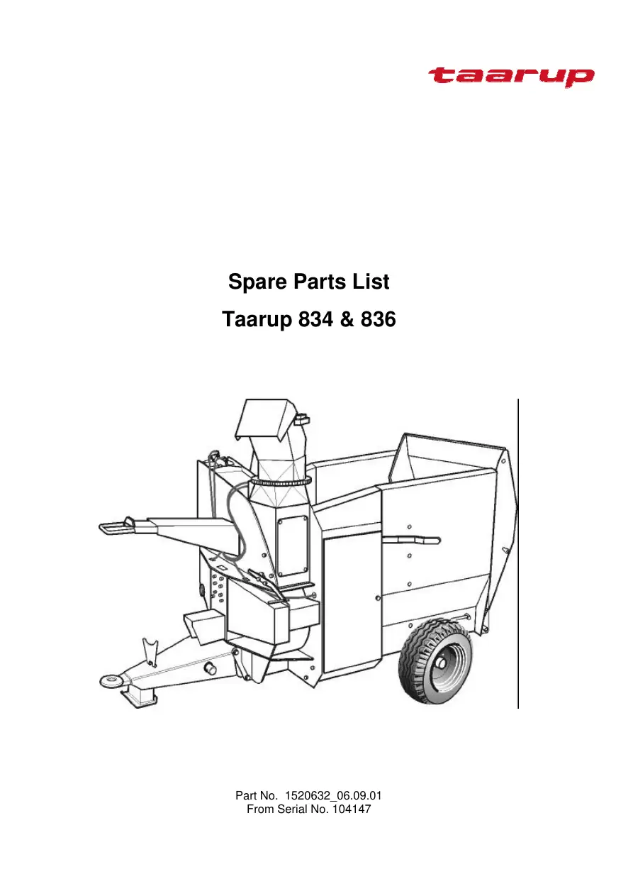 Taarup Kd834 Kd836 Parts Manual