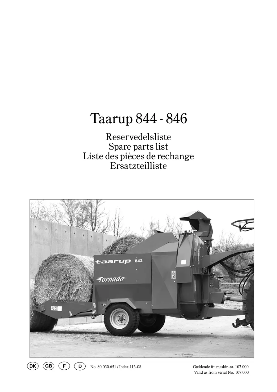 Taarup Kd844 Kd846 Parts Manual