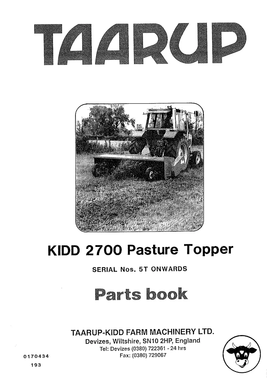 Taarup Kidd 2700 Mower Parts Manual