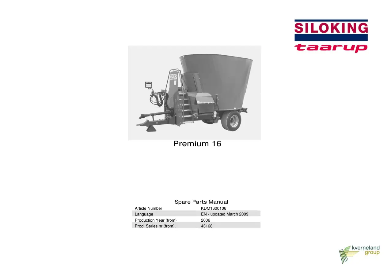Taarup Premium 16 2006 Parts Manual
