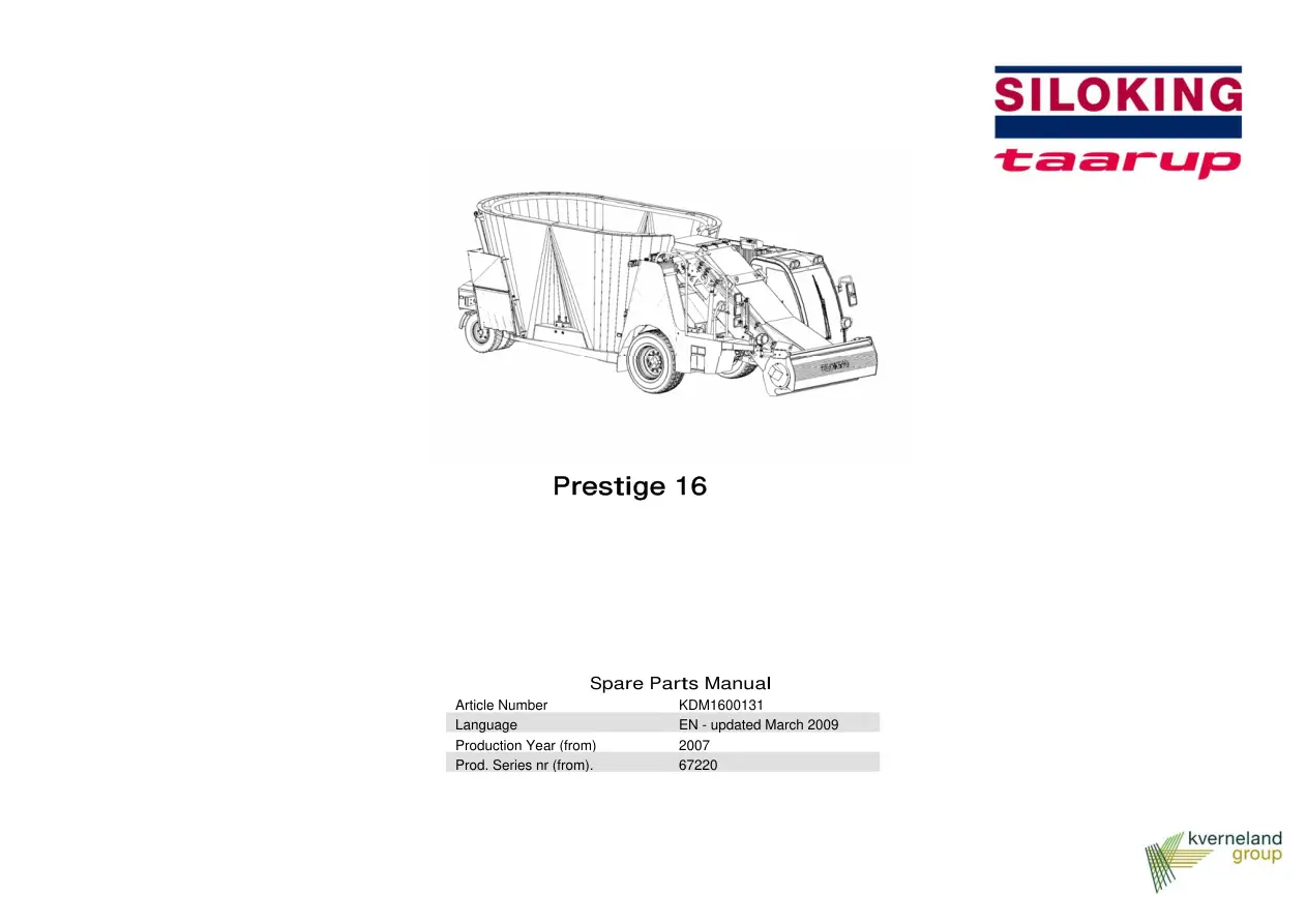 Taarup 16 2007 Parts Manual