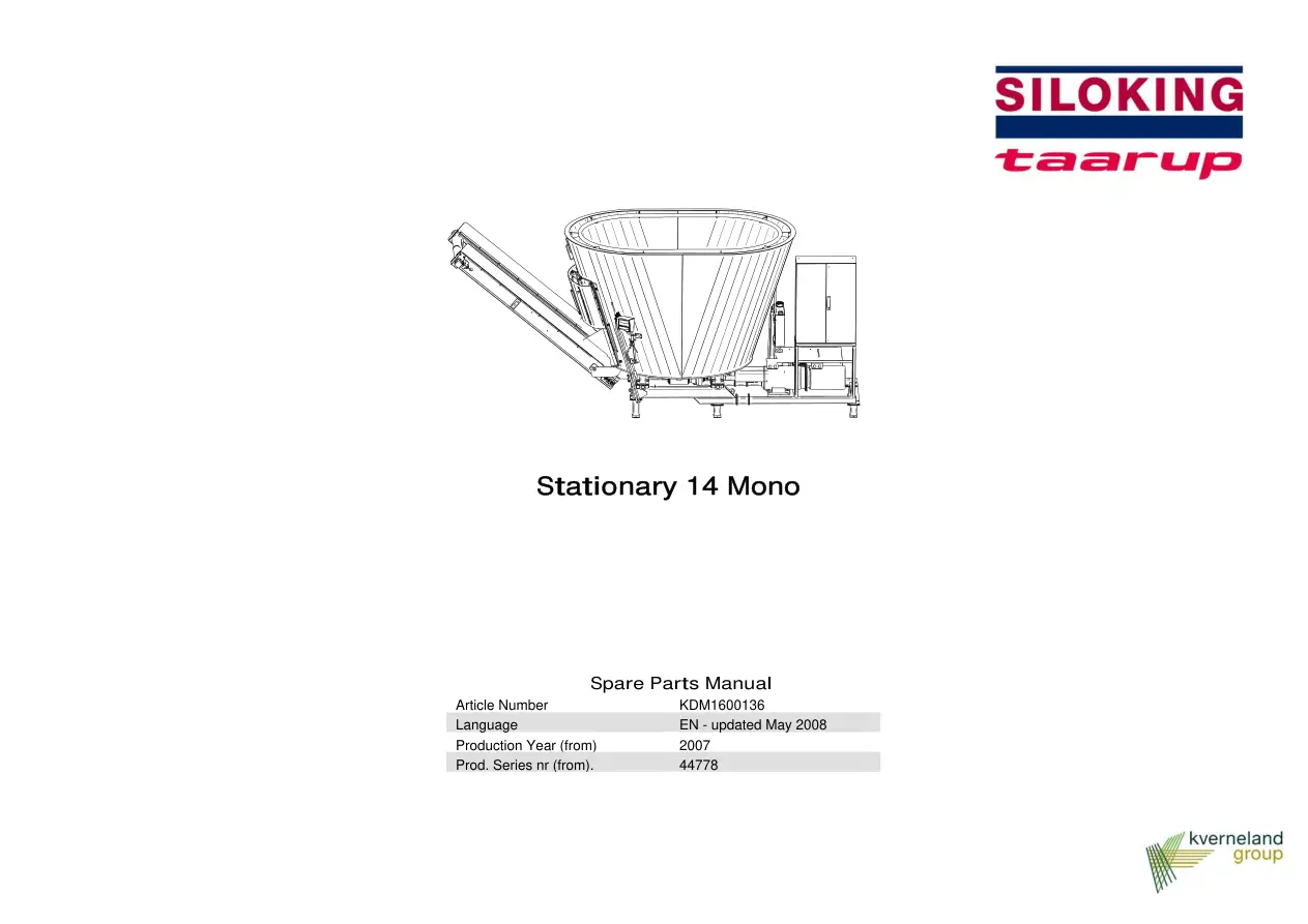 Taarup 14 2007 Parts Manual