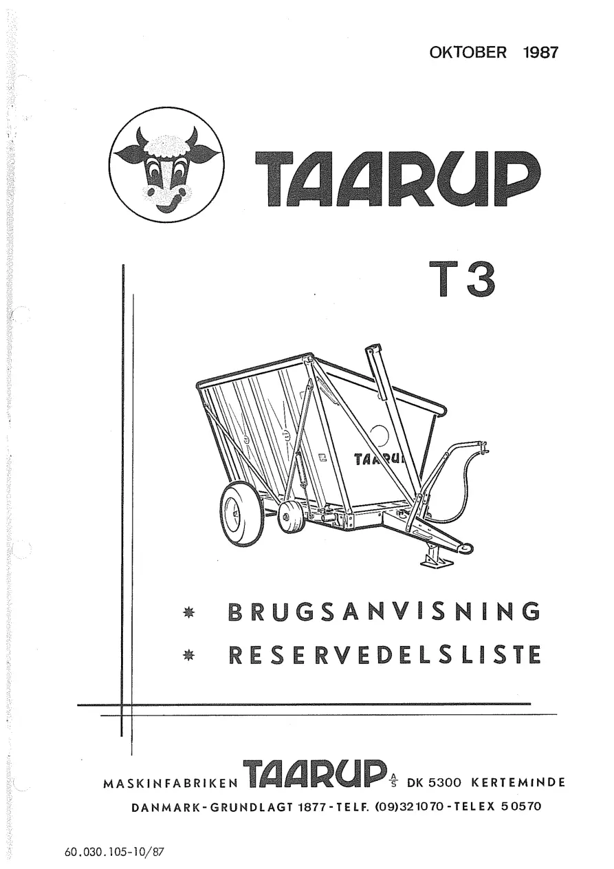 Taarup T3 1987 Parts Manual