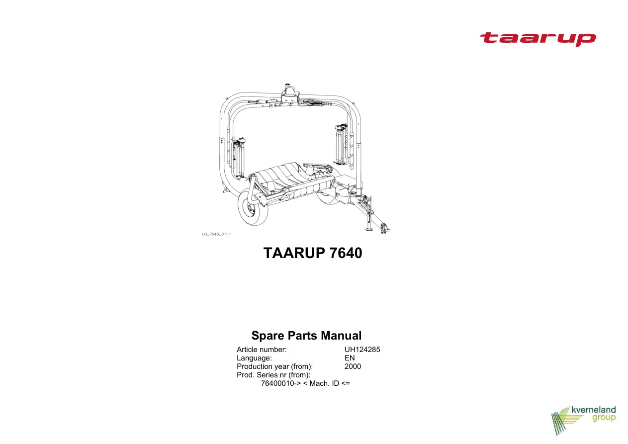 Taarup Ta 7640 2000 Parts Manual
