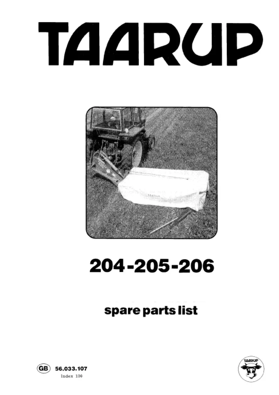 Taarup Ta204 205 206 Mower Parts Manual
