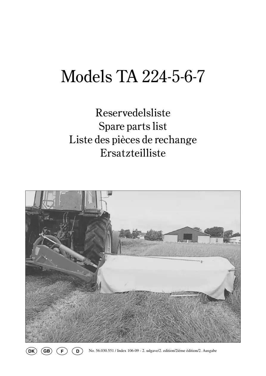 Taarup Ta224 225 226 227 Mower Parts Manual