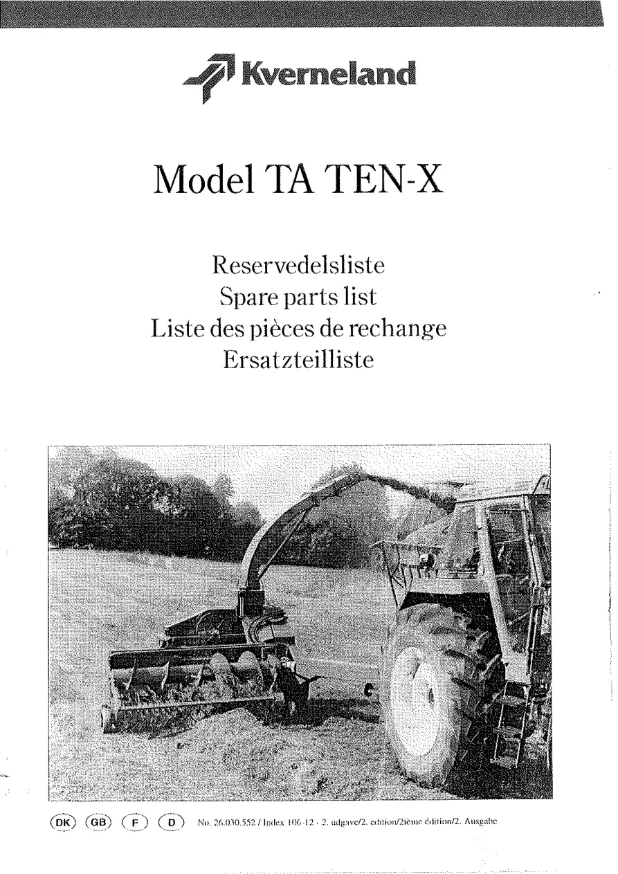 Taarup Ten X Parts Manual