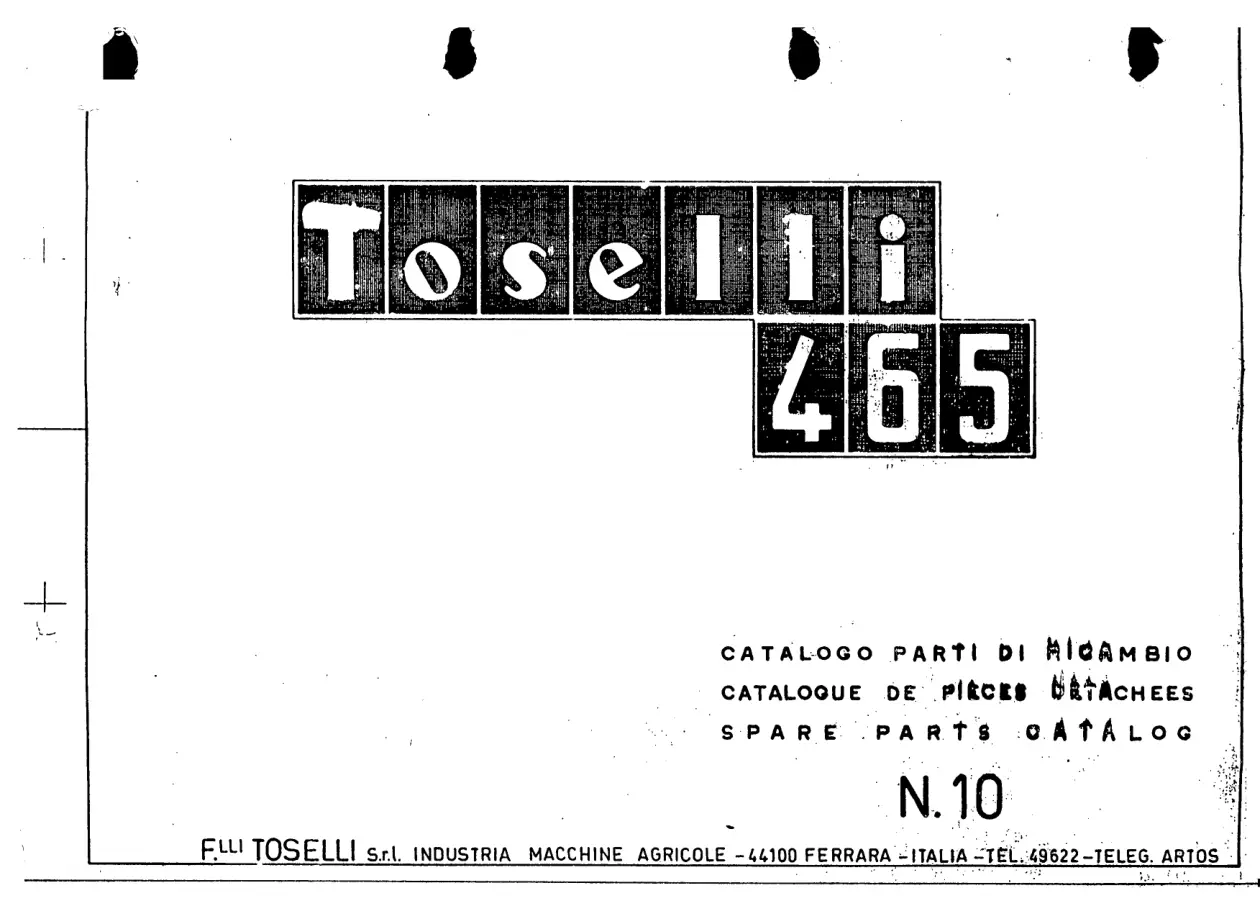 Toselli 465 465L Parts Manual