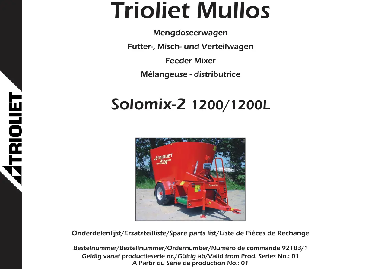 Trioliet Solomix 2 1200 1200L 92183 1 Parts Manual