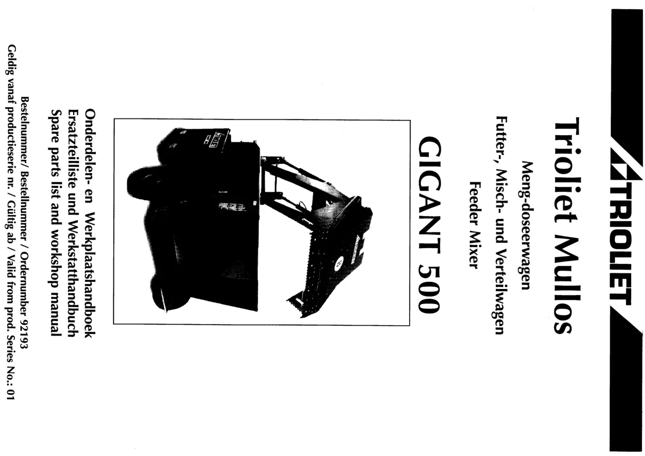 Trioliet Gigant 500 92193 0 01 Parts Manual