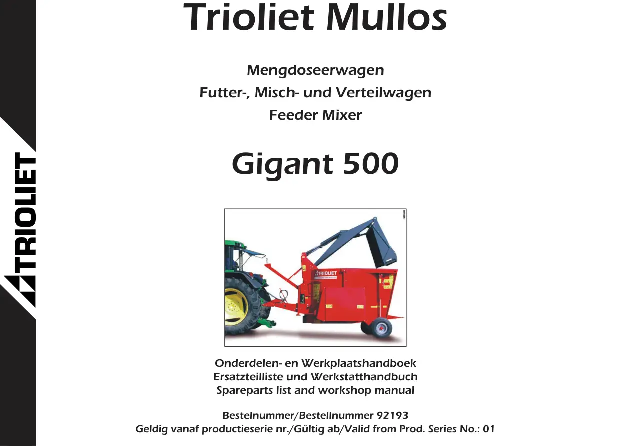 Trioliet Gigant 500 92193 0 05 Parts Manual