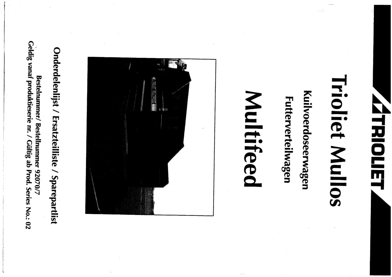 Trioliet Multifeed 92070 7 02 Parts Manual