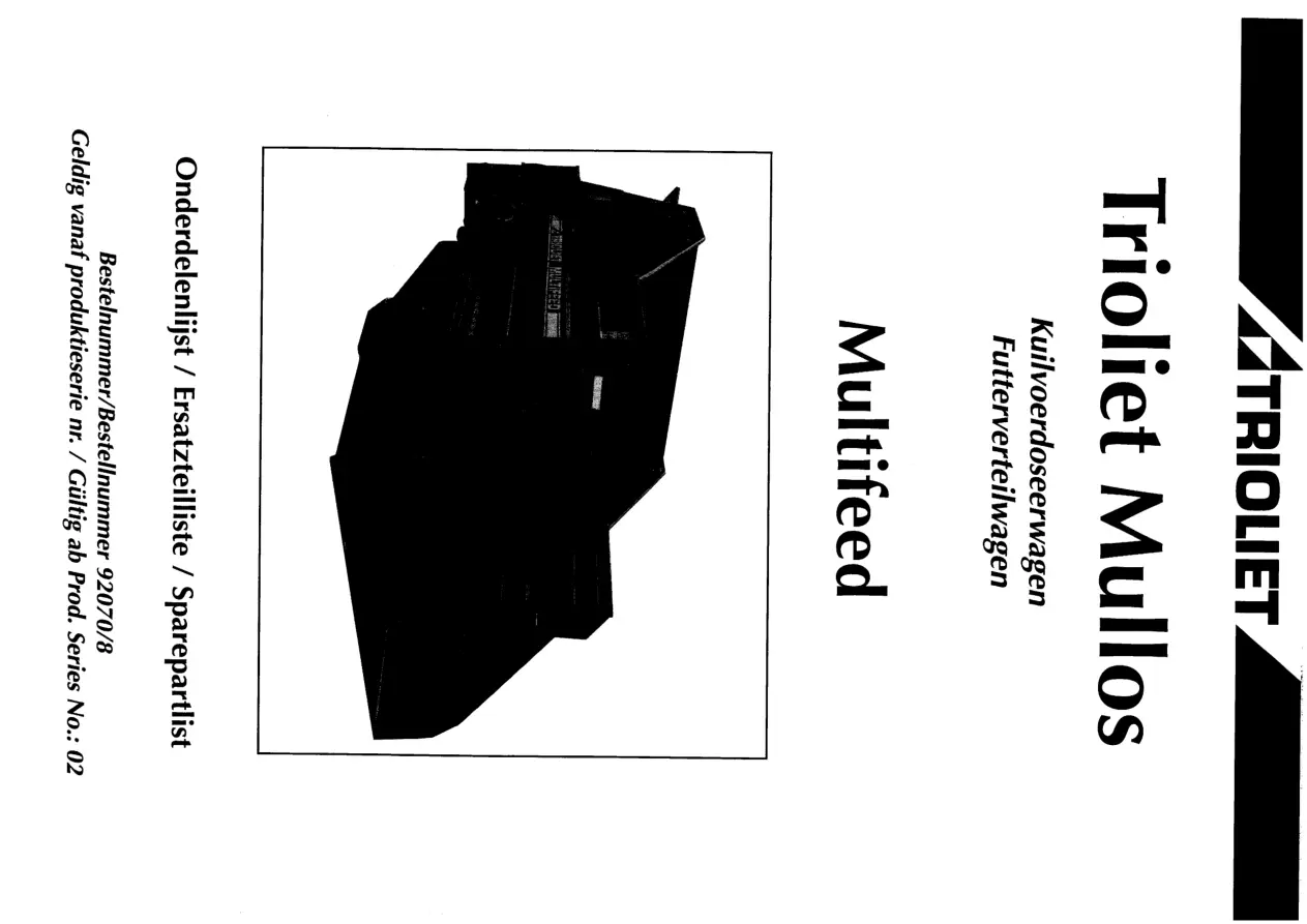 Trioliet Multifeed 92070 8 02 Parts Manual