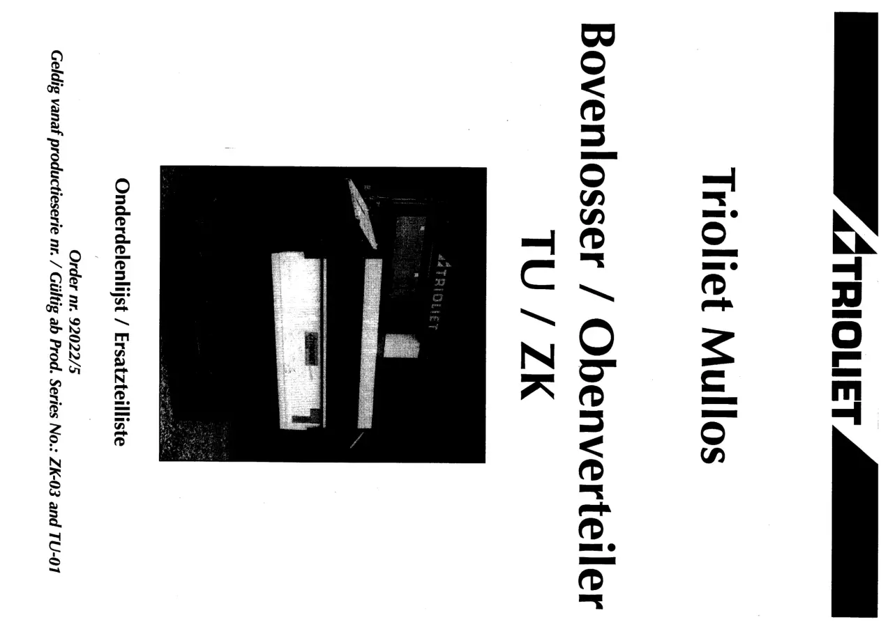 Trioliet Obenverteiler Tu 92022 5 01 Parts Manual