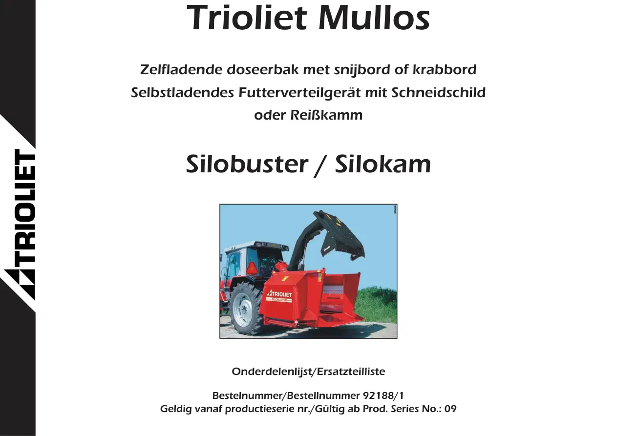 Trioliet Silobuster Kam 10 92188 1 05 Parts Manual