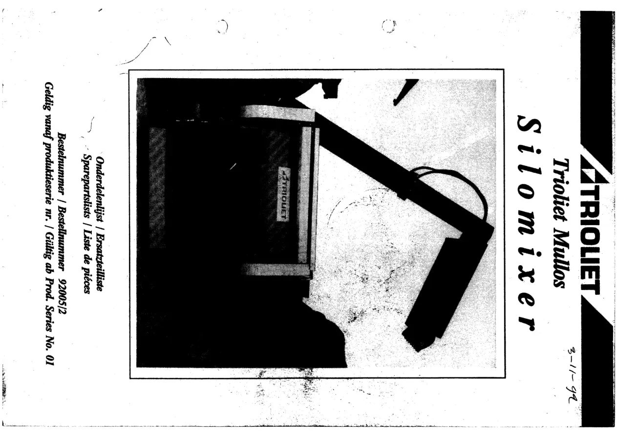 Trioliet Silomixer 02 92005 2 01 Parts Manual