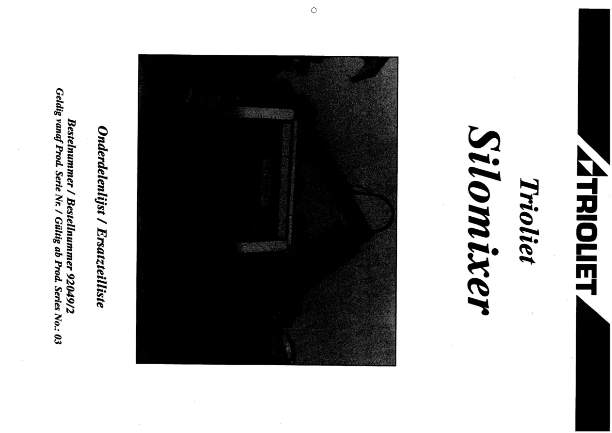 Trioliet Silomixer 05 92049 2 03 Parts Manual