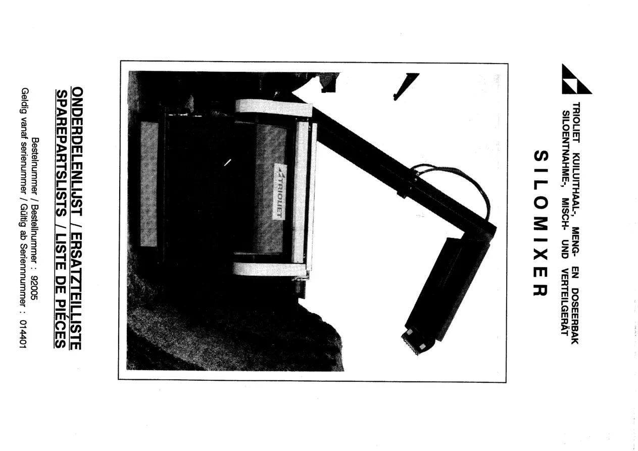 Trioliet Silomixer Serie01 92005 Parts Manual