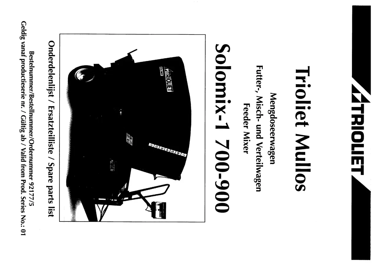 Trioliet Solomix 1 7 9 92177 5 01 Parts Manual