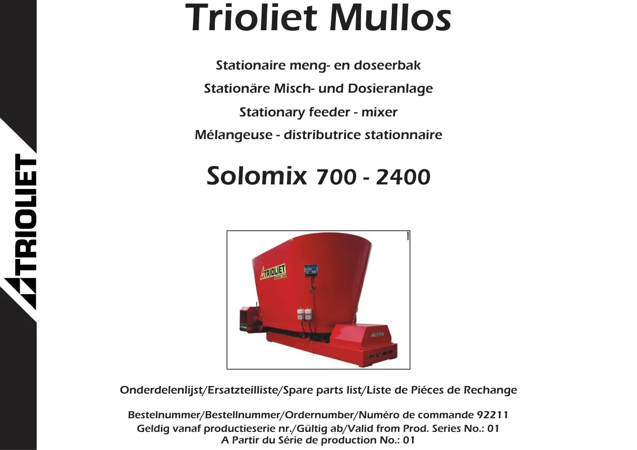 Trioliet Solomix 700 2400 Stationaer 92211 0 01 Parts Manual