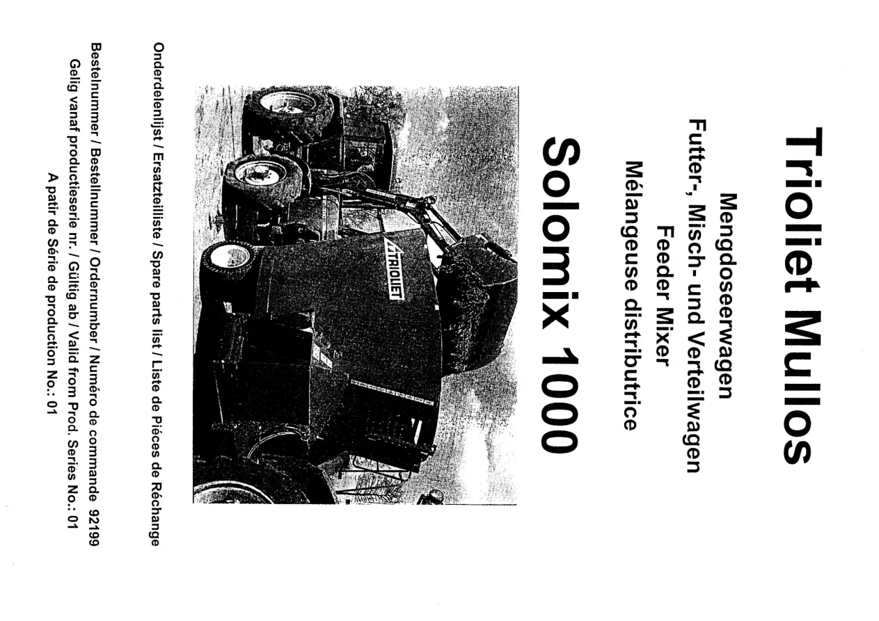 Trioliet Solomix1 1000 Ussr 92199 01 Parts Manual