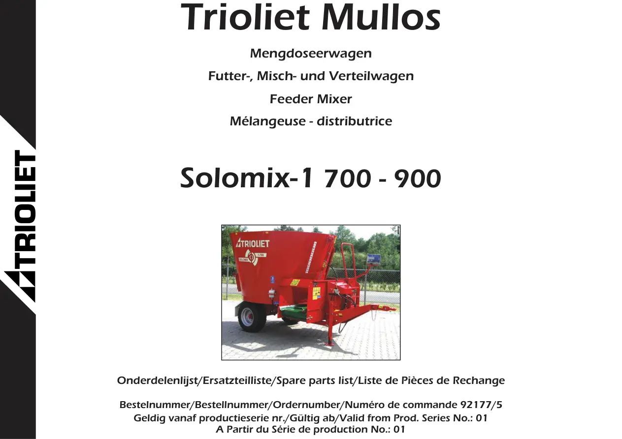 Trioliet Solomix1 7 9 92177 5 05 Parts Manual