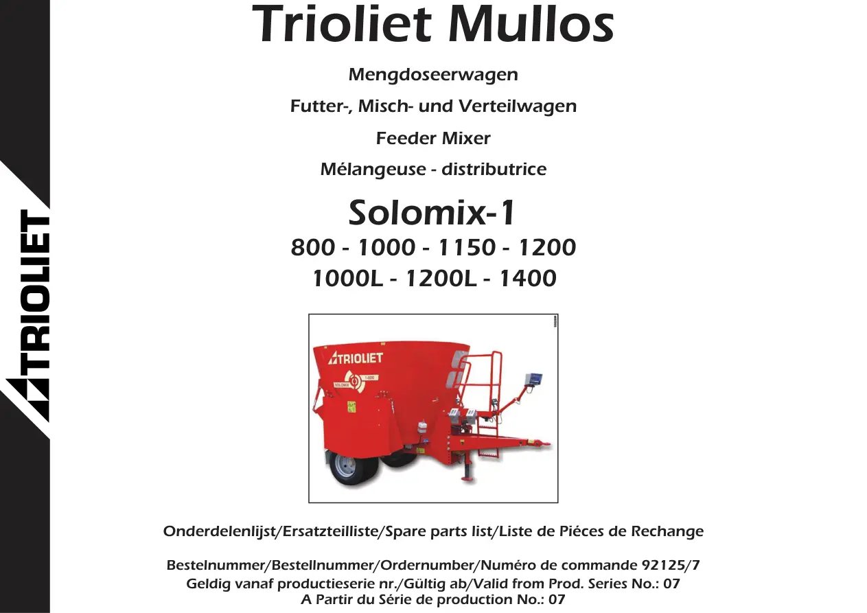 Trioliet Solomix1 800 1400 Ab 08 92125 8 01 Parts Manual