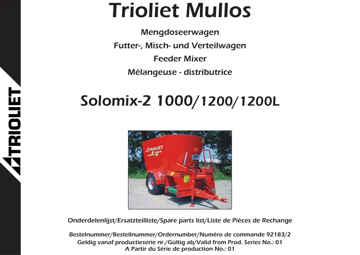 Trioliet Solomix2 1000 1200 1200 L 92183 2 09 Parts Manual